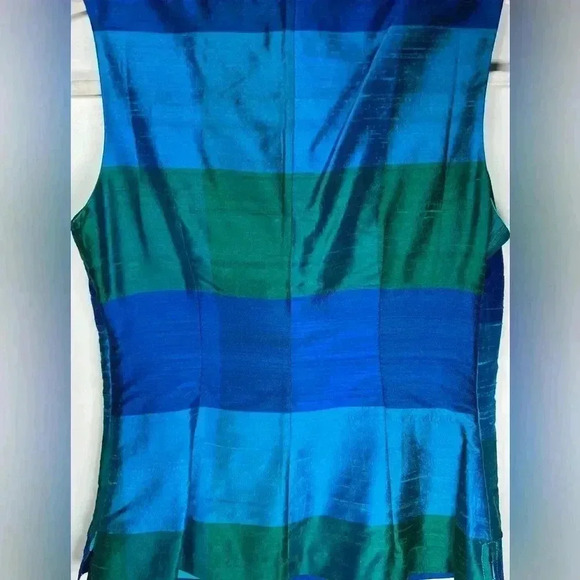 Talbots Sleeveless Blouse 100% Silk Jewel Toned Striped Women’s Size 2P (Petite) - Picture 4 of 7